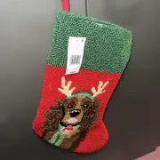 C&F Home Hooked Needlepoint Christmas Stocking Cavalier King Charles Spaniel New