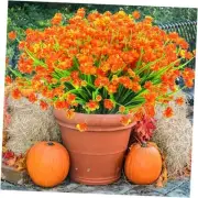 20 Bundles Artificial Fall Flowers for Outdoor UV Resistant Faux Orange