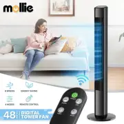 48" Oscillating Bladeless Quiet Tower Fan 8-Speeds 4 Mode w/Remote Control+Timer