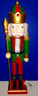 Soldier Nutcracker King Red Green Wood Decor Christmas 20" TALL