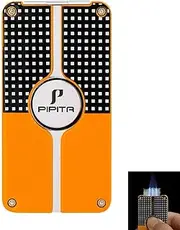 PIPITA Refillable Torch Lighter, Butane Gas Jet Flame Lighter with Punch, Windproof Adjustable Blue Flame Metal Lighter for Kitchen,Outdoor,Gifts(Without Butane Gas)