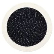 (Set of 4) Black & Cream Jute Braided Round Placemat 38 CM Tableware Rosella- Natural Weave, Eco Friendly, Plant Based, Table Mat, Dining Placemat, Dining Room Setting, Table Protector