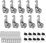 KEJJNYER 10 Pack Cam Locks Keyed Alike, 5/8'' Cylinder Fits on 3/8'' Max Panel Thickness RV Storage Locks, Cabinet Cam Lock with Keys File Drawer Mailbox Replacement Lock Set, Zinc Alloy
