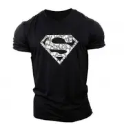 Unbrand Superman Vascular Gym Training Top Short Sleeve T-shirt Black L