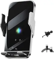 Wireless Car Phone Holder with Charger 15W Wireless Phone Charging Mobile Holder for Car(A Sliver)
