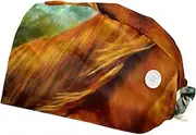 [WOSHJIUK] Working Hat 2 Pack Scrub Caps for Women,Animal Couple Horse Flower,Tie Back Cap Adjustable Scrub Hat