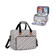 Luxja Sewing Machine Bag with Sewing Accessories Organizer Bundle, Polka Dots