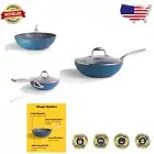 Induction-Compatible 11-Inch Fry Pan & Wok with Tempered Glass Lid - PFOA Free