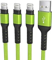 iPhone Charger 3 Pack 1M Lightning Cable, iPhone Charger Fast Charging Apple MFi Certified, iPhone Charger Cord Nylon Braided for iPhone 14-5s (Green)