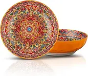 YUN TAO Large Serving Bowls,10 inch Fruit Salad Bowls, 75 Oz Pasta Bowls Set of 2,Decorative Serving Dishes for Entertaining, Vibrant Color Ramen Bowls for Party,Microwave & Dishwasher Safe (Orange)
