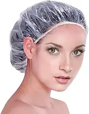 100 Pcs Disposable Plastic Thick Shower Caps Clear Elastic Bath Cap For Women Spa,Home Use,Hotel and Hair Salon Individually Wrapped