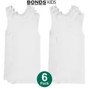 6x Bonds Boys Kids Chesty Comfy Cotton White Vest Singlets Tank Top UYG33A Bulk