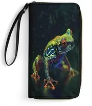 [BFGWK] Large Tree Frog Print Long Zipper Wallet Leather Wallet Suitable for Men and Women, Style, 7.8"x4.1", Style, 19.7x10.5cm