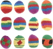 TOYANDONA 12 Pcs Multicolored Hackey Sack Crochet Knitted Juggling Balls Soft Foot Bag Balls Hackey Sacks for Adults Juggling Bean Bag for Tossing Hackey Sacks for Kids Indoor Outdoor