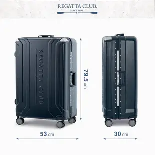 【Regatta Club】水流護角29吋鋁框行李箱-雅痞黑/海洋藍 旅行箱 旅遊 商務
