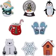 8pcs Winter Themed Iron On Patches, Cute Winter Iron On Patches Snowflake Bear Penguin Snowman Christmas Winter Iron-On Sew-On Patches for Shirt Jacket Practical DIY Accessories