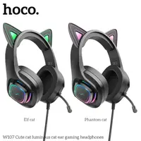 在飛比找momo購物網優惠-【HOCO】W107 萌貓發光貓耳頭戴式遊戲耳機(