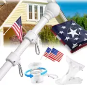 Flag Pole for House- 5Ft Tangle Free Flag Pole Kit with 3X5 Embroidered American