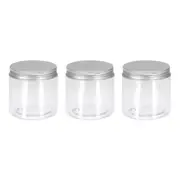 3Pcs 200ml Clear Plastic Jars with Silver Lid Food Storage Container for Kitchen