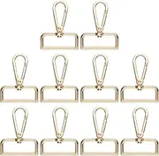 uxcell 10pcs Metal D Ring Lobster Claw Clasps 1.5" (38mm) Zinc Alloy 360 Degree Swivel Trigger Push Gate Snap Hooks for Keychains Jewelry Strap DIY Crafts, Light Gold