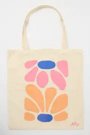 Multi Abstract Tote Bag Printed Cool Flowers - Size ONE, Women's Canvas Bag