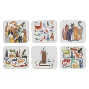 6pc Ashdene Quirky Cats 11cm Drink Mug/Cup Coaster Table/Desk Surface Protectors