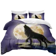 Cool Wolf Howls at a Full Moon Quilt Cover