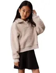 [Calvin Klein Jeans] GIRLS 8-16 Fluffy Polo Collar Jumper in Brown