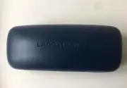 LACOSTE Imprinted Crocodile Logo Navy Blue Hard Clamshell Glasses Case NEW