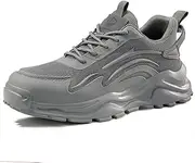 [SDEQA] Safety Trainers for Mens Puncture Proof Steel Toe Cap Work Shoes Breathable Industrial Footwear