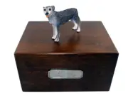 Beautiful Paulownia Wooden Personalized Urn With Irish Wolfhound Figurine