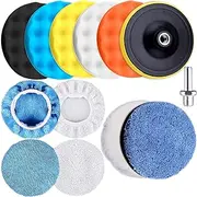 SIQUK 13 Pieces Buffing Pads 6 Inch Car Polishing Pad Kit Foam Polish Pads Wax Buffer Polisher Attachment for Drill