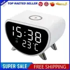 Digital Alarm Clock with Wireless Charging Desk Clock for Bedroom (White)