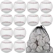 24 Pcs Standard Size Adult Baseballs Practice Training Baseballs Unmarked Faux Leather Covered 9 Inch Soft Baseballs for Youth Kids Official League Recreational Pitching Hitting