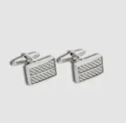 $48 Kenneth Cole Men's Silver Carbon Fiber Wrist Cuff Links