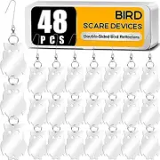 48PCS Bird Scare Devices - Owl Shape Bird Reflective Discs - Highly 48pack