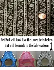 Large Cotton Black/White Flowers Pup Tent Pet Bed~Dog~Cat~Ferret~Piggies~Dolls