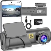 Dash Cam, 2K Dash Camera for Cars with WiFi FHD, Mini Car Camera, Dash Cam Front with Free 64GB SD Card, 160° Wide Angle,Night Vision,Loop Recording,24H Parking Monitor, Support 128GB （Black）