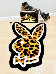 Playboy Magazine Leopard Bunny Area Living Room Rug Modern Wool Carpet Floor Mat