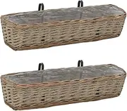 2 Pack Window Boxes Planters Railing Planter Box with PE Lining, Hanging Flower Baskets for Porch Fence Patio Balcony, 80 cm
