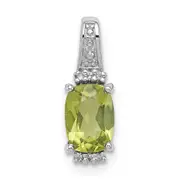 Sterling Silver Rhodium Plated Diamond u0026 Peridot Pendant