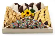 47PC Assorted Food Basket with Cookies, Sprinkle Cupcakes, Cake, Cookie Gift Box