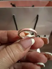RADIANT HEARTS of PANDORA PINK Enamel Ring 191011PCZ Size 8