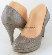 $99 ENZO ANGIOLINI DIXY Gold Designer Heels Platform EVENING PROM Pumps 10