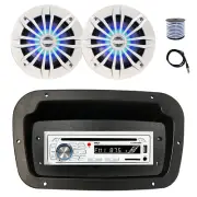 Pyle Marine CD Radio,Adapter,Spa Bezel, Ant,Wire, 2x 6.5" 180W LED White Speaker