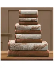Superior Quick-Drying Solid and Marble Effect 10pc Cotton Towel Set