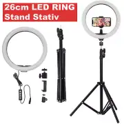 1,60m LED Ring Light 26cm Lamp Kit Selfie Tripod Photography Mobile Phone