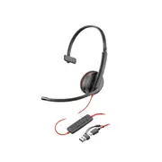 POLY Blackwire 3210 Monaural USB-C Headset +USB-C/A Adapter