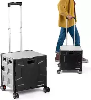 Collapsible Wheeled Crate with Lid, 4-Wheels - Swivel and Glide Rolling Crate wi