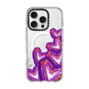 iPhone 16 Pro Clear Case MagSafe Compatible Corazon de Fer Multi-Purple